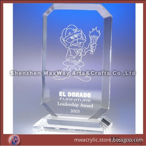 Transparent Octagonal Edge Polished Acryl/Perspex Prize/Paperweight/Pressie with Logo
